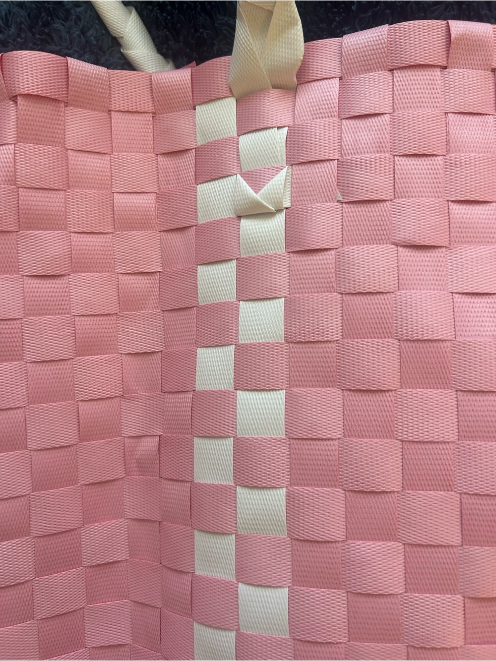 kate spade Pink Woven Tote with White Handles - Picture 6 of 6